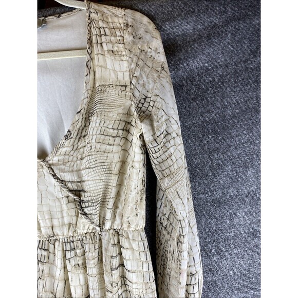 Asher By Fab'rik Women's Sz M Alligator Pattern Layered Long Sleeve Maxi Dress - Picture 4 of 16